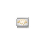 Moduł do bransoletki COMPOSABLE - 030162/27 Podwójne serca przebite strzałą 18K Gold