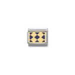 Moduł do bransoletki COMPOSABLE - 030280/29 Tabliczka z rombami niebieska 18K Gold