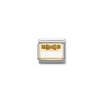 Moduł do bransoletki COMPOSABLE - 030280/44 Brokatowa złota kokardka z białą płytką 18K Gold