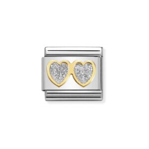 Moduł do bransoletki COMPOSABLE - 030220/01 Brokatowe serca 18K Gold