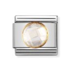 Moduł do bransoletki COMPOSABLE - 030605/010 Okrągła Biała Cyrkonia 18K Gold