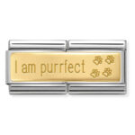 Moduł do bransoletki COMPOSABLE - 030710/18 Podwójna płytka "I am purrfect" 18K Gold