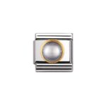 Moduł do bransoletki COMPOSABLE - 030503/14 Okrągła Szara Masa Perłowa 18K Gold