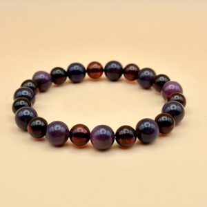 Bransoletka bursztynowa Śliwkowa Noc 15,5cm