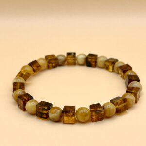 Bransoletka bursztynowa Karmelowa Mozaika 17cm